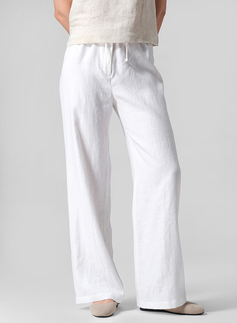 Linen Drawstring Straight Leg Extra-Long Pants