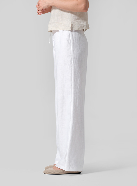 Linen Drawstring Straight Leg Extra-Long Pants