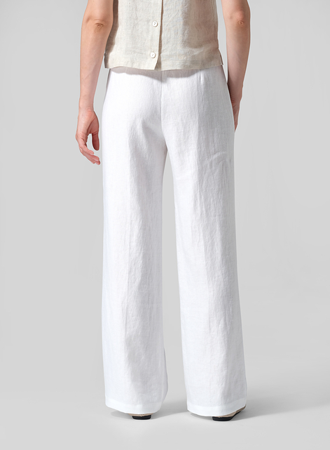Linen Drawstring Straight Leg Extra-Long Pants
