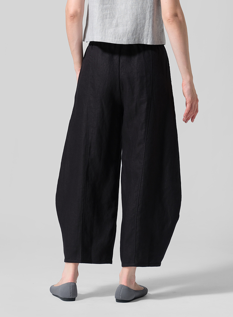 Linen Embroidered Cropped Pants