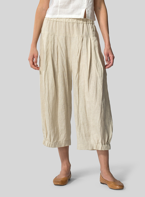 Linen Crumple Effect Harem Pants