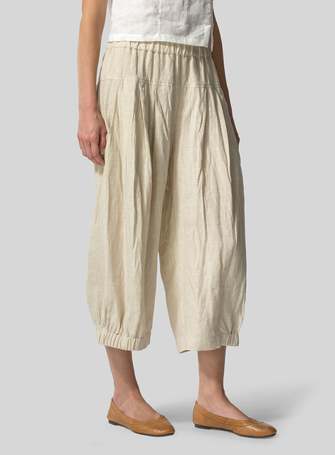 Linen Crumple Effect Harem Pants
