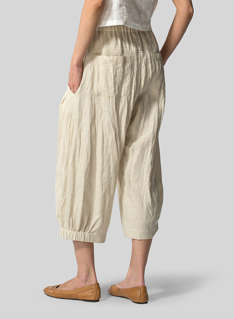 Linen Crumple Effect Harem Pants