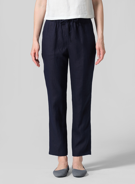 Linen Casual Ankle Length Pants