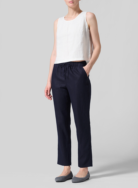 Linen Casual Ankle Length Pants