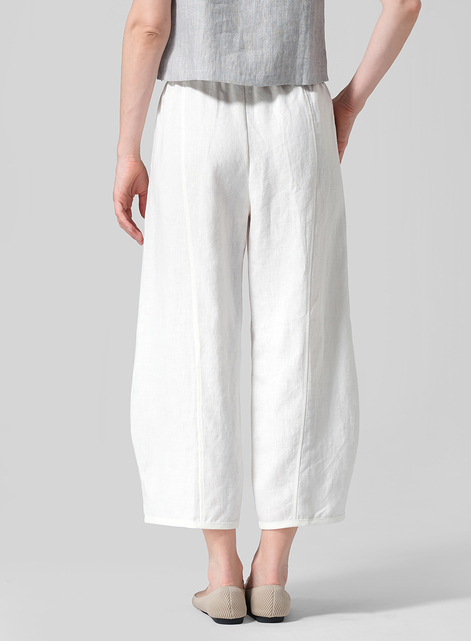 Linen Embroidered Crop Pants