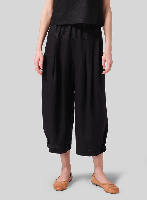 Linen Crumple Effect Harem Pants (Long)