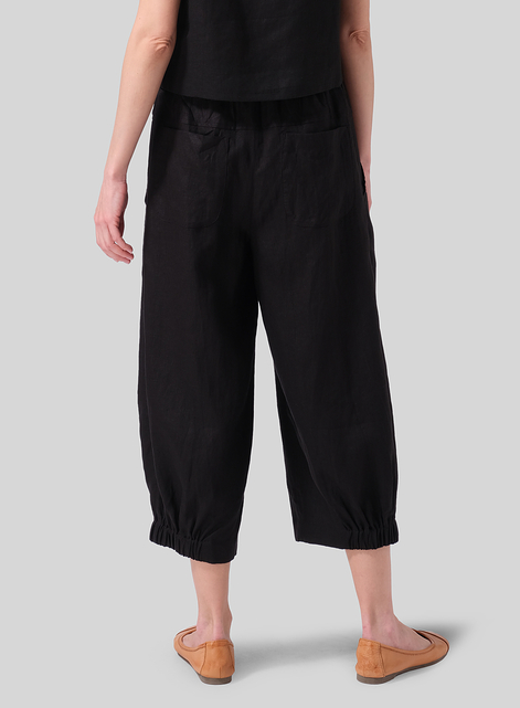 Linen Crumple Effect Harem Pants (Long)
