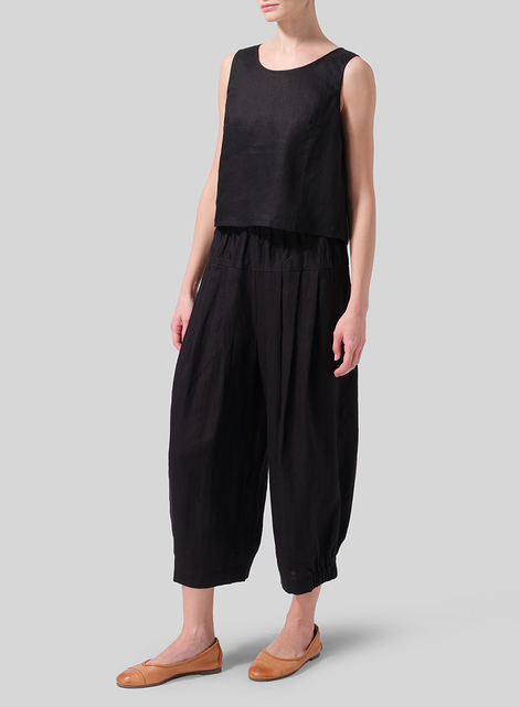 Linen Crumple Effect Harem Pants (Long)