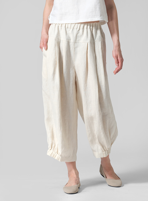 Linen Crumple Effect Harem Pants (Long)