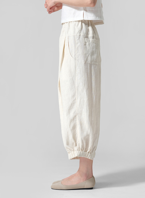 Linen Crumple Effect Harem Pants (Long)