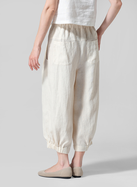 Linen Crumple Effect Harem Pants (Long)