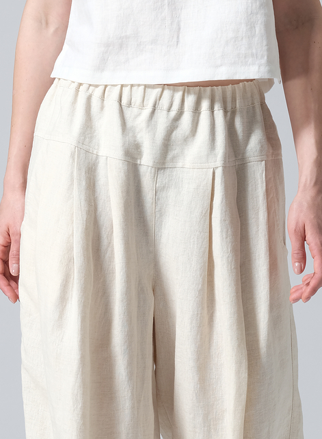 Linen Crumple Effect Harem Pants (Long)