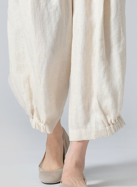 Linen Crumple Effect Harem Pants (Long)