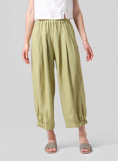Linen Crumple Effect Harem Pants (Long)