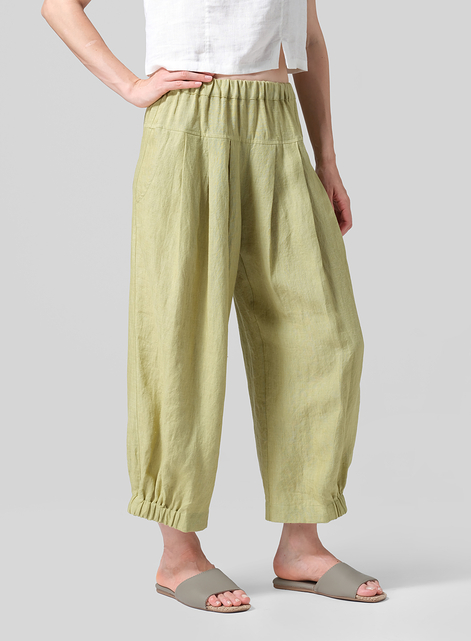 Linen Crumple Effect Harem Pants (Long)