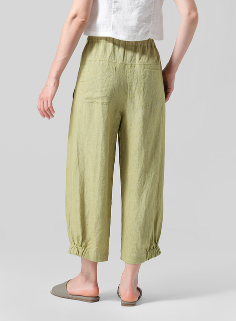 Linen Crumple Effect Harem Pants (Long)