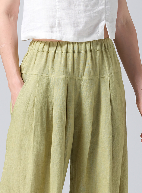 Linen Crumple Effect Harem Pants (Long)