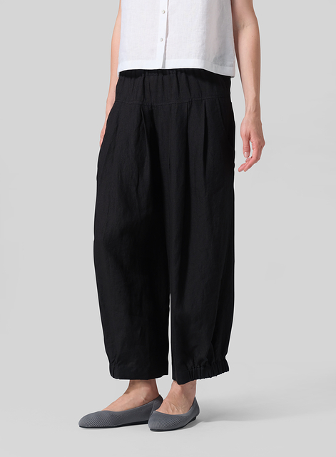 Linen Crumple Effect Harem Pants (Long)