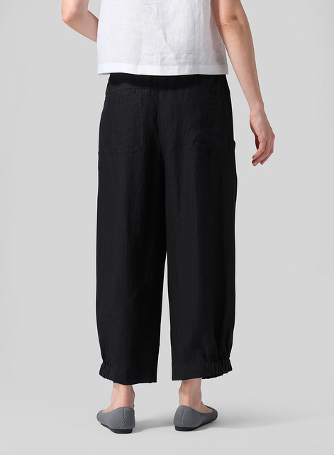 Linen Crumple Effect Harem Pants (Long)