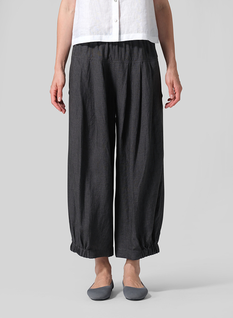 Linen Crumple Effect Harem Pants (Long)