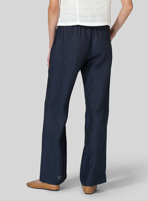 Linen Long Straight Pull-On Pants