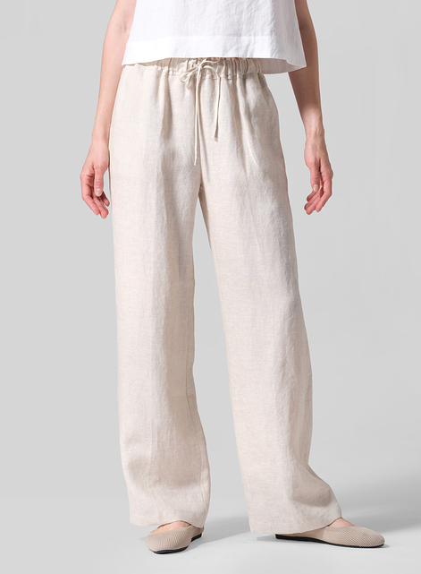 Linen Long Straight Pull-On Pants