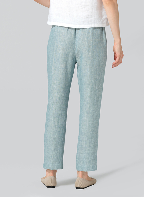 Linen Narrow Ankle Length Cropped Pants