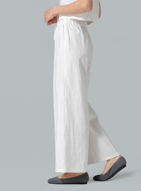 Linen Straight Elastic Long Pants