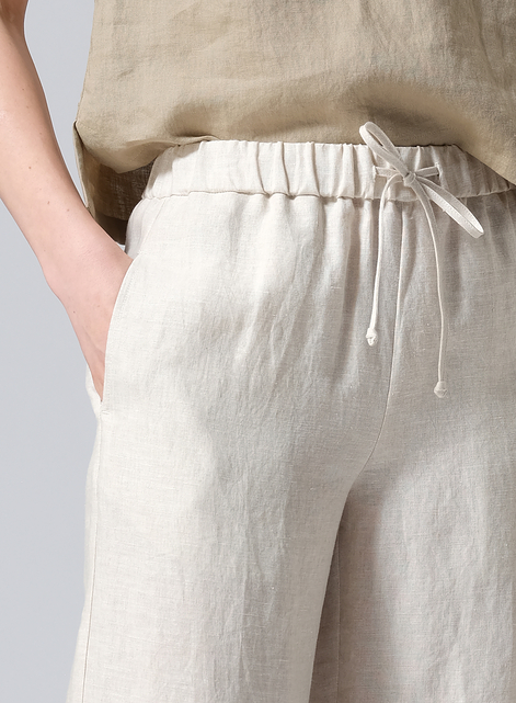 Linen Drawstring Long Pants