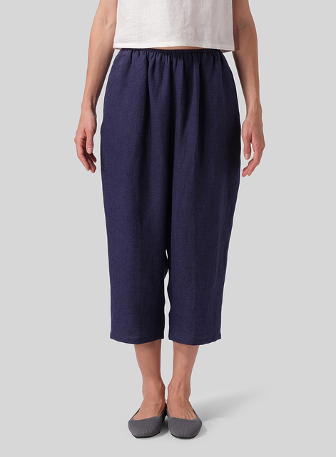 Heavy Linen Cropped Baggy Pants