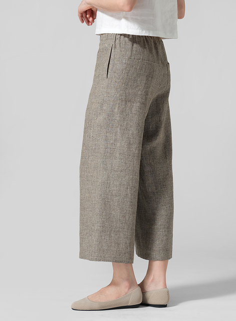 Linen Straight Ankle Pants