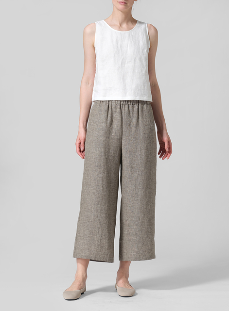 Linen Straight Ankle Pants