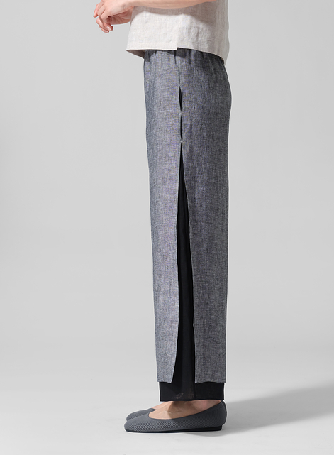 Linen Double Layer Ankle Length Pants