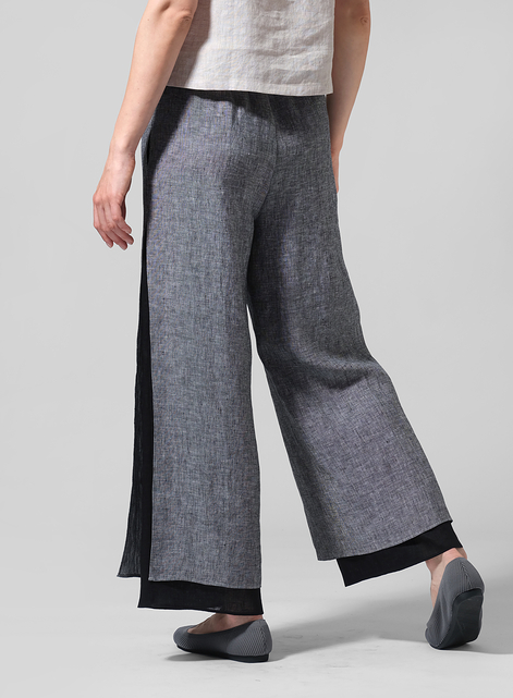 Linen Double Layer Ankle Length Pants