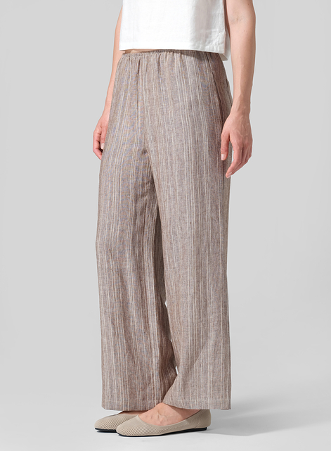 Linen Easy Fit Straight Leg Long Pants