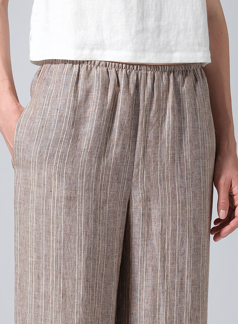 Linen Easy Fit Straight Leg Long Pants