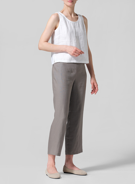 Linen Slim Cropped Length Pants