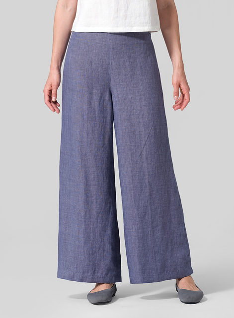 Linen Casual Loose A-line Wide-Leg Trousers
