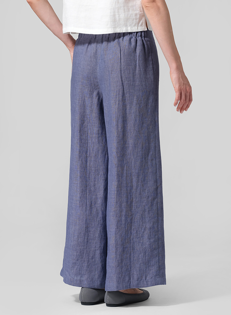 Linen Casual Loose A-line Wide-Leg Trousers