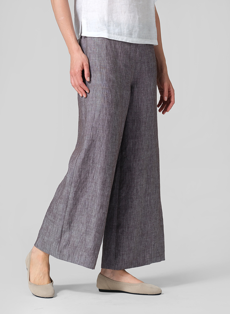 Linen Casual Loose A-line Wide-Leg Trousers