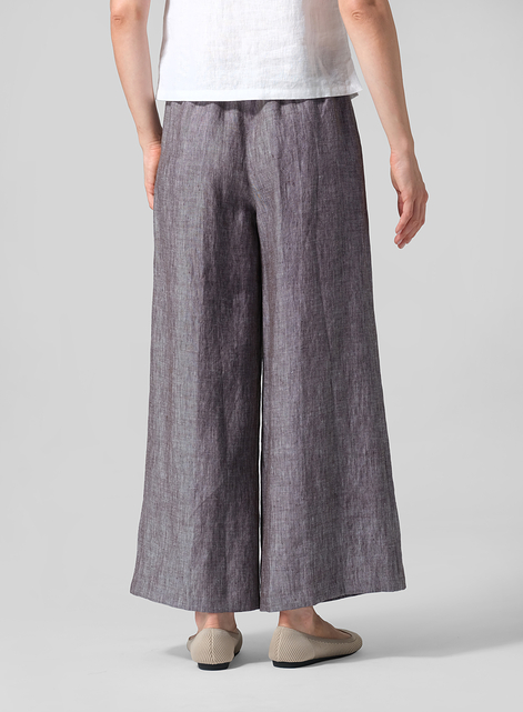 Linen Casual Loose A-line Wide-Leg Trousers