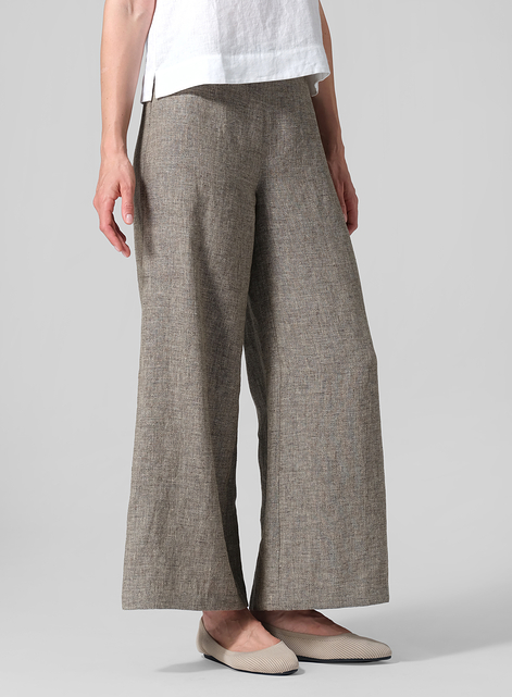 Linen Casual Loose A-line Wide-Leg Trousers