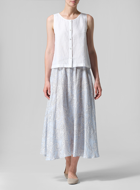 Linen Long Flared Skirt