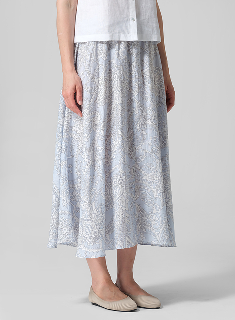 Linen Long Flared Skirt