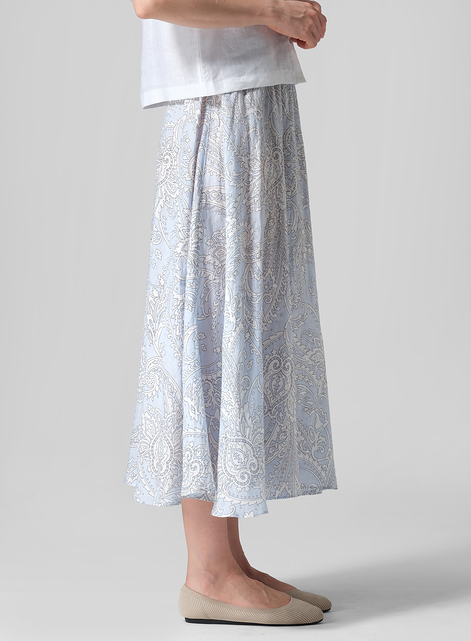 Linen Long Flared Skirt