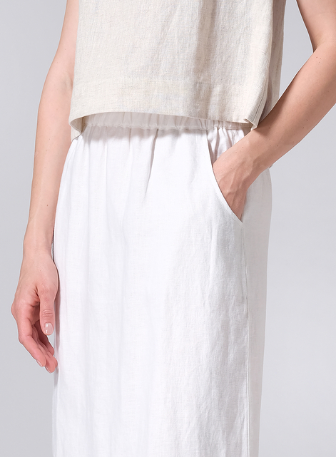 Linen Straight-Leg Long Skirt
