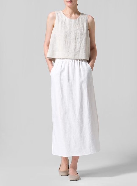 Linen Straight-Leg Long Skirt