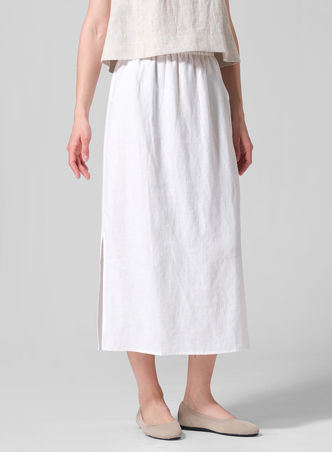 Linen Straight-Leg Long Skirt