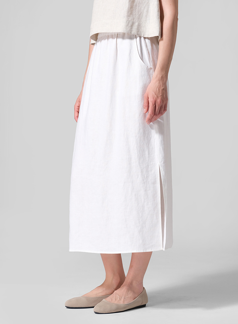 Linen Straight-Leg Long Skirt
